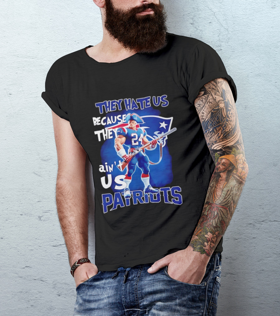 They Hate Us Because They Ain't Us Patriots 24 Holding Shotgun T-Shirt