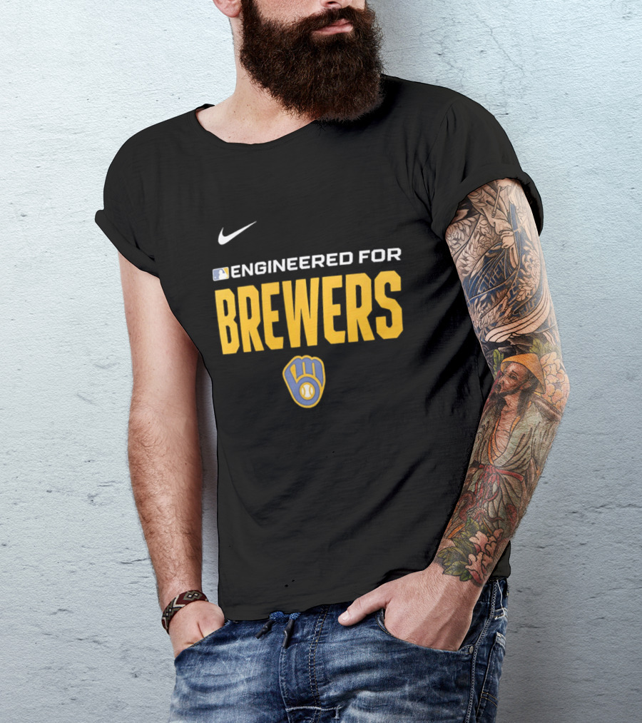 Nike MLB Engineered For Brewers Milwaukee T-Shirt