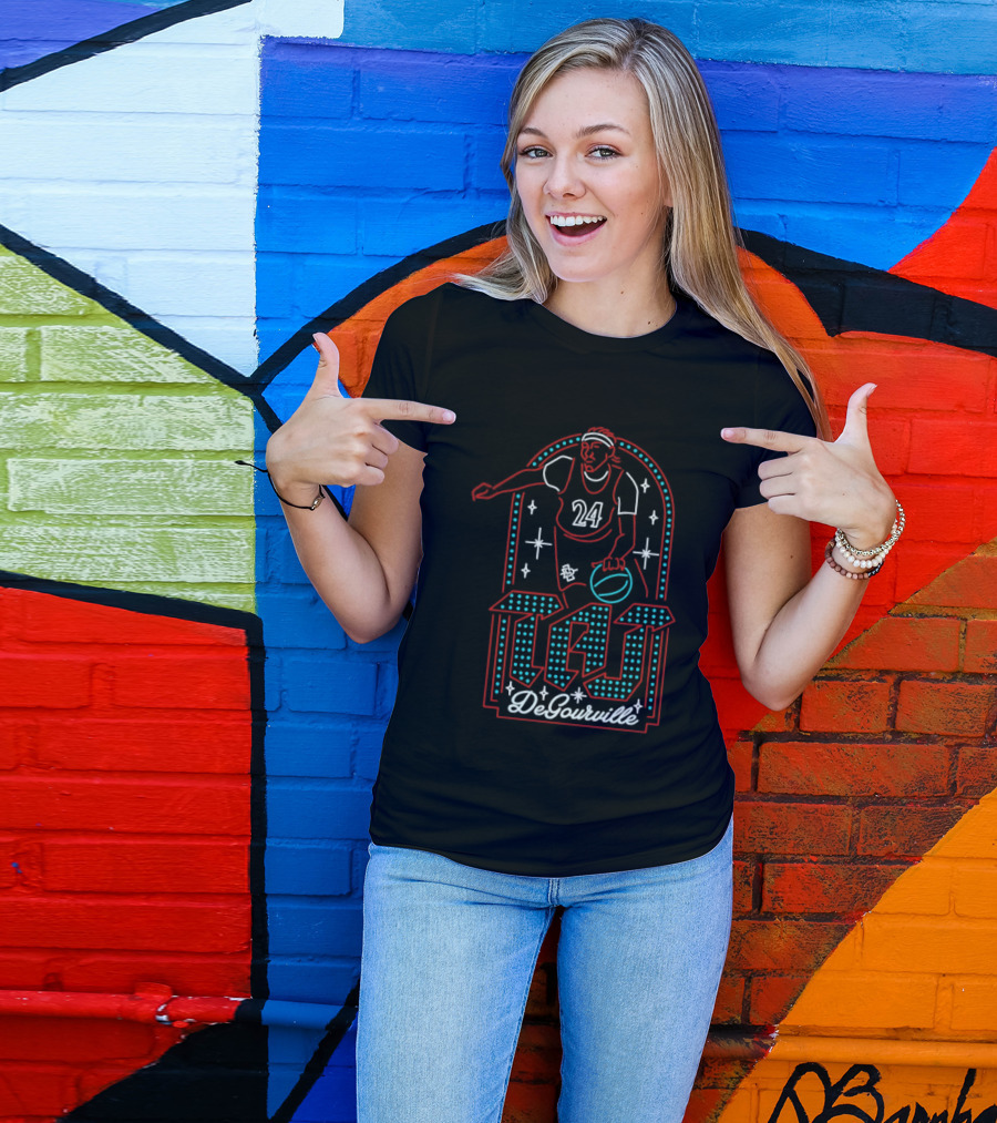 Taj DeGourville 24 San Diego State Aztecs Neon Basketball T-Shirt