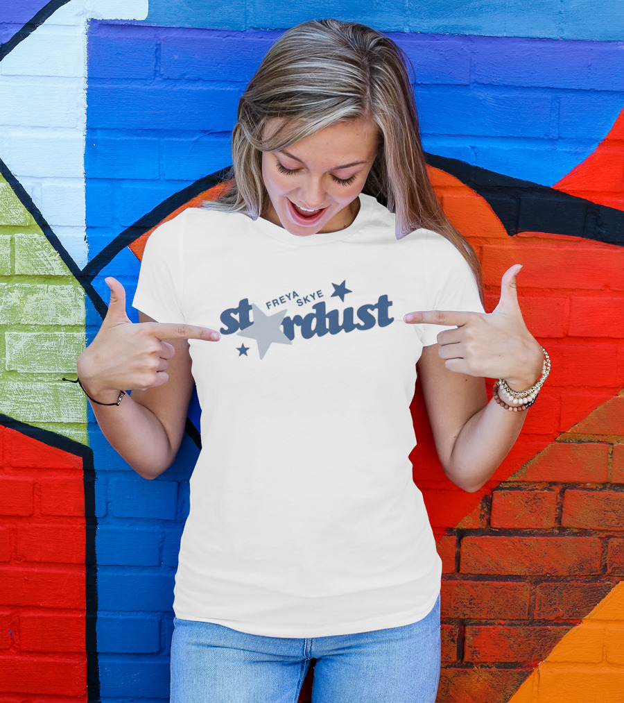 Freya Skye Stardust Stars Navy Blue Text With Star T-Shirt