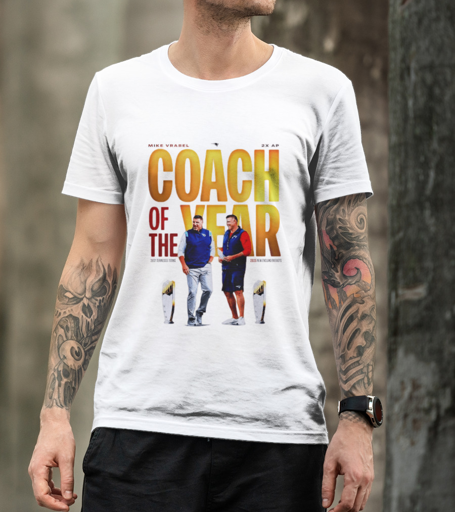Mike Vrabel Coach Of The Year Highlight With Trophy T-Shirt