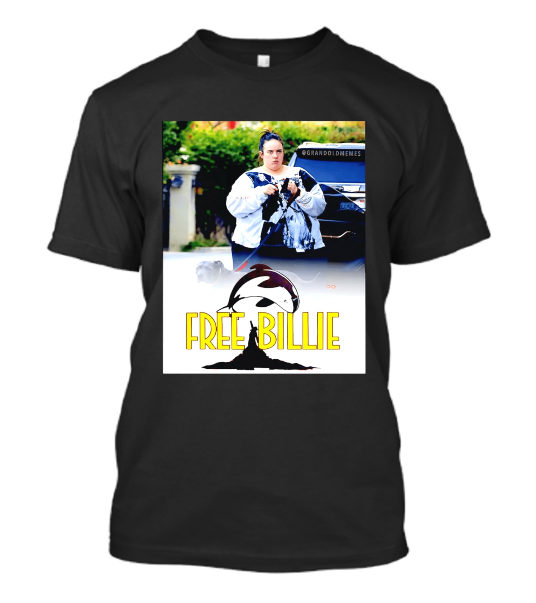 Free Billie Fat 2026 Meme Parody With Whale And Dog Walking T-Shirt