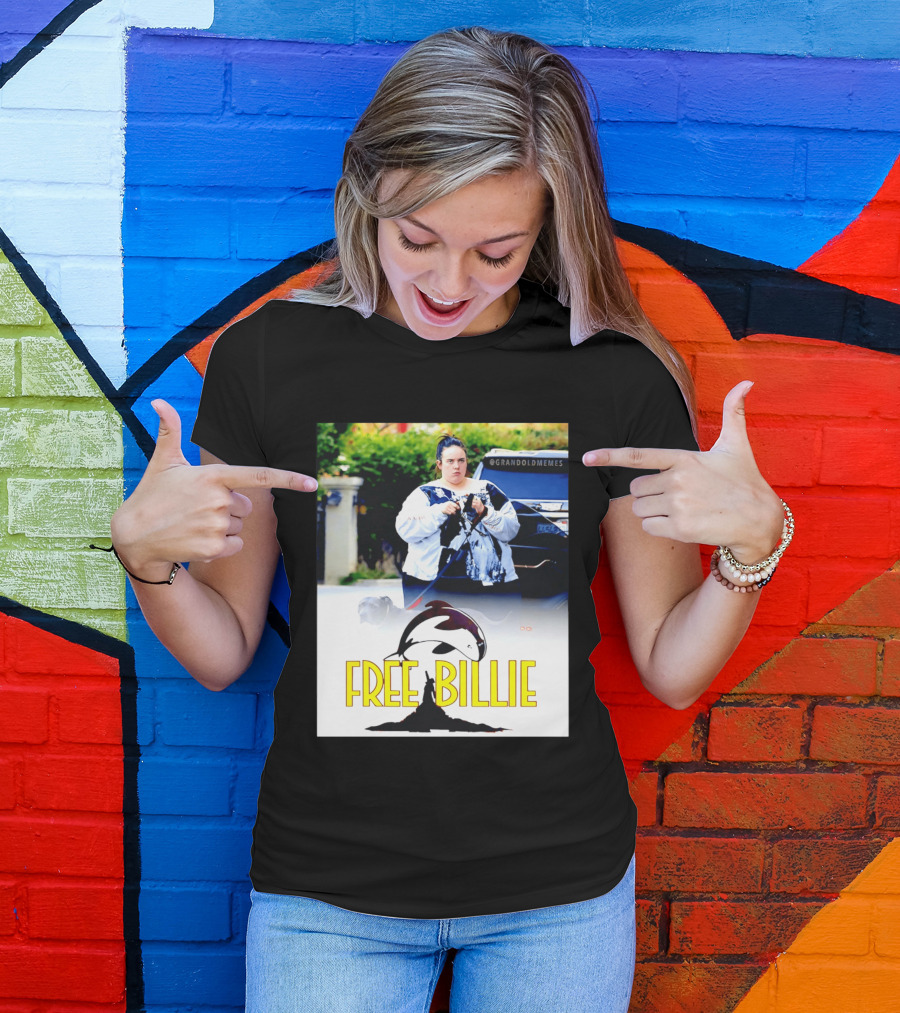 Free Billie Fat 2026 Meme Parody With Whale And Dog Walking T-Shirt
