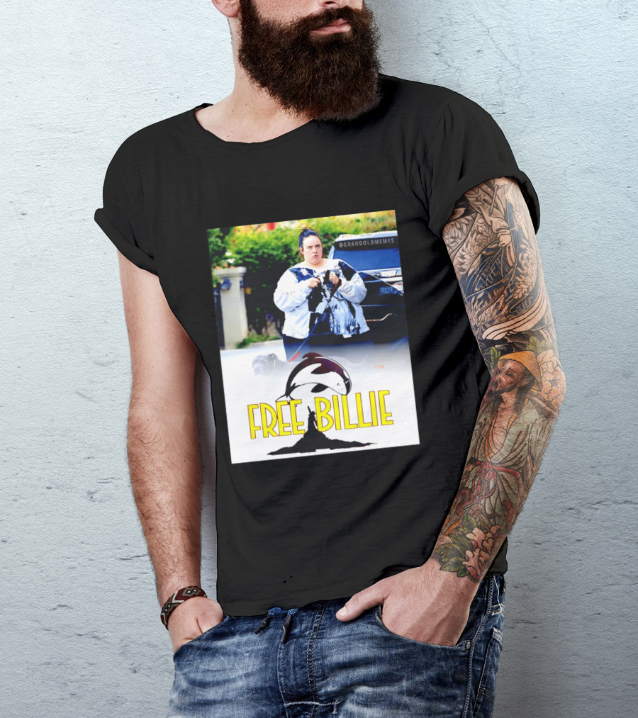 Free Billie Fat 2026 Meme Parody With Whale And Dog Walking T-Shirt