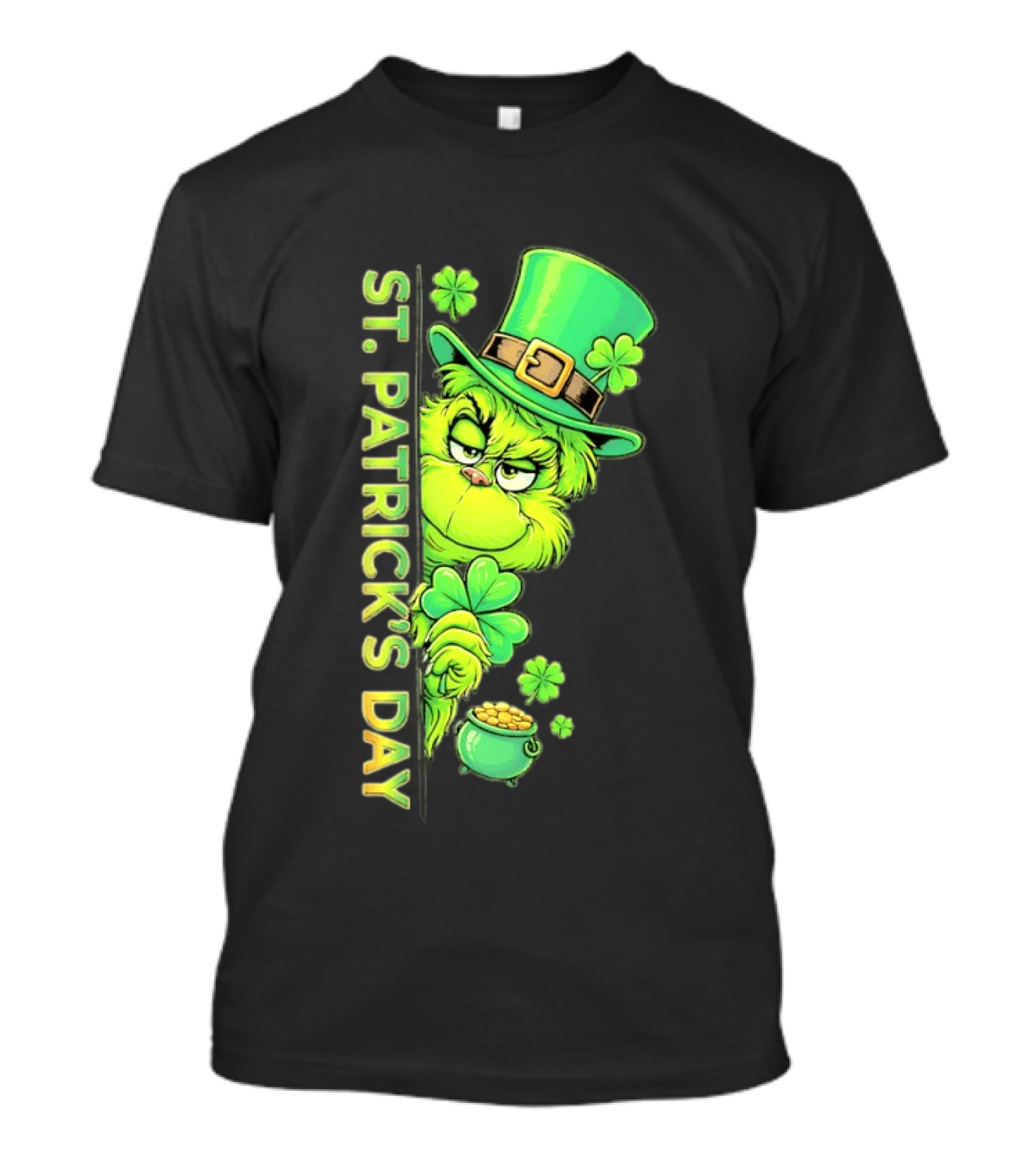 St. Patrick's Day Grinch With Leprechaun Hat And Gold Pot T-Shirt