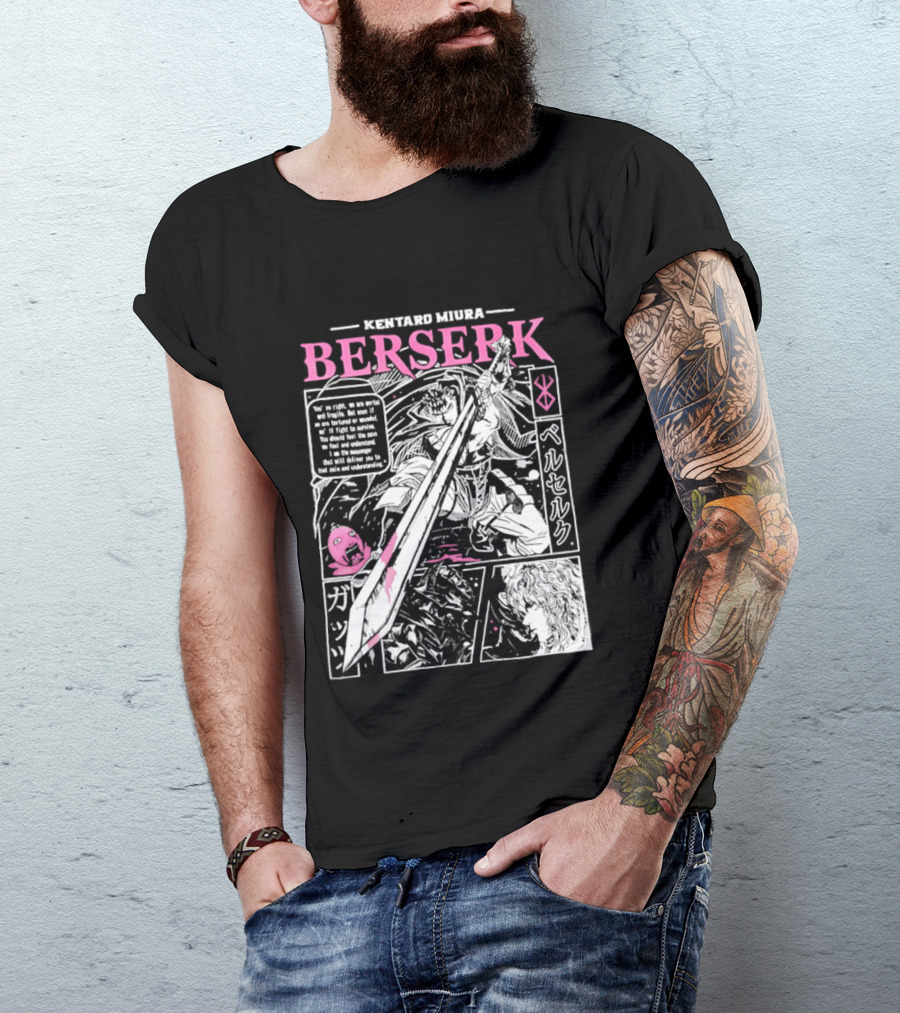 Kentaro Miura Berserk Manga Panel Warrior Sword T-Shirt