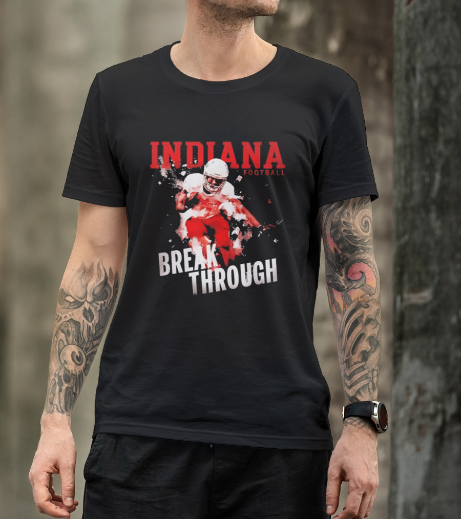 Indiana Hoosiers Football Break Through Bold Red Team Spirit T-Shirt