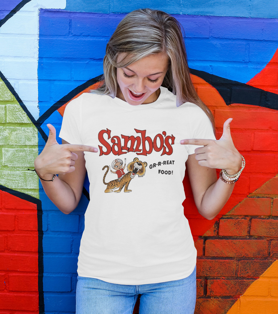 Kid Riding Tiger Sambo's Grrreat Food T-Shirt