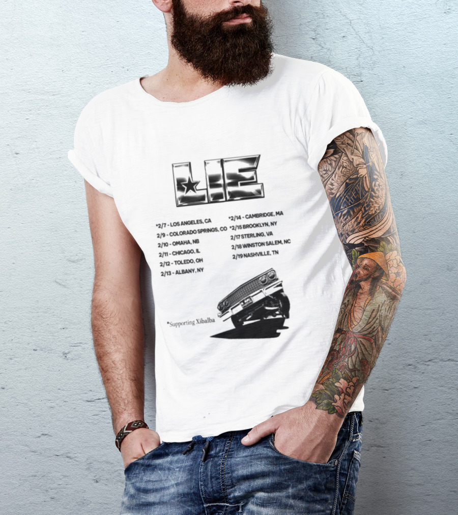 LIE Supporting Xibalba February Tour 2026 San Bernardino Mexico Anaheim New York Louisville Portland Minneapolis T-Shirt