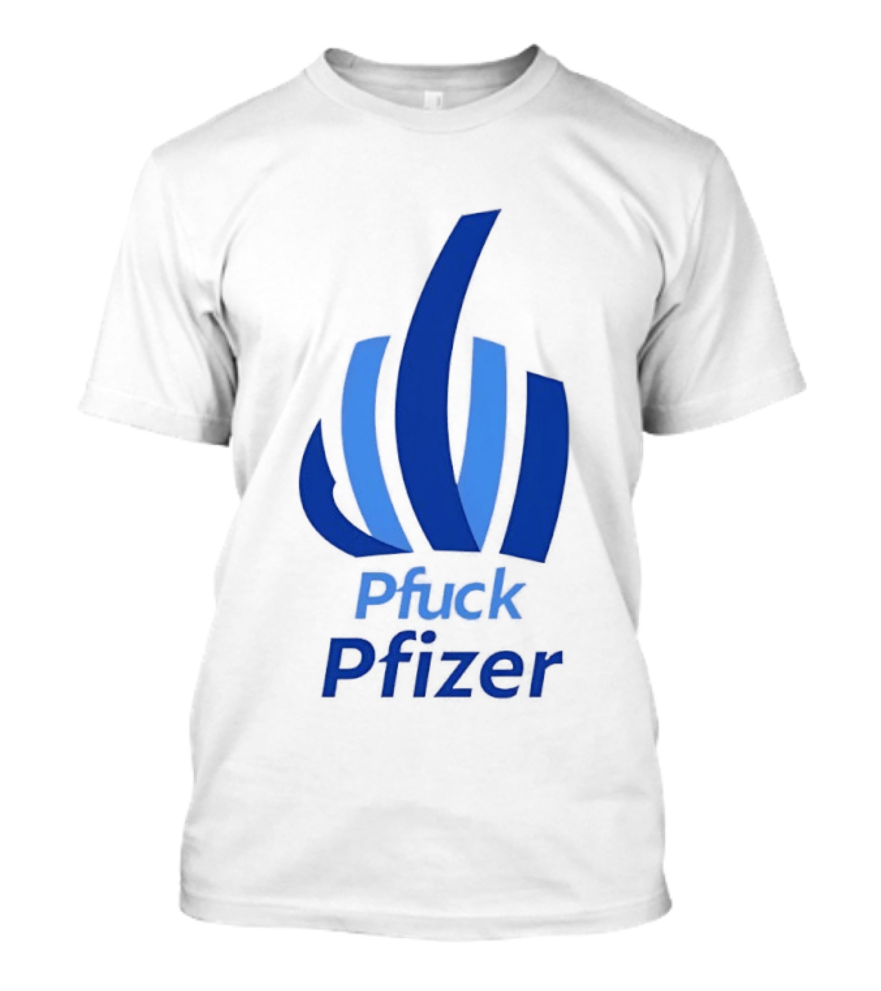 Pfuck Pfizer Middle Finger Symbol Bold Blue T-Shirt