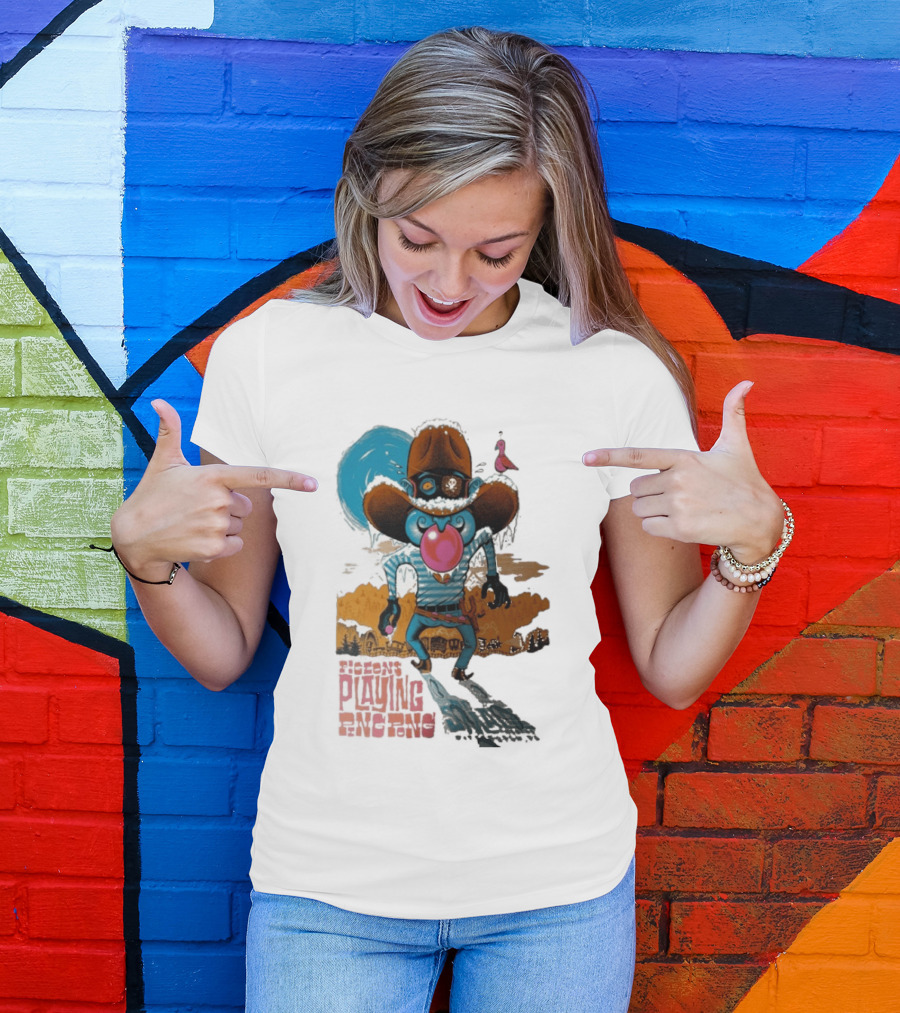 Pigeons Playing Ping Pong February 6 7 2026 Pittsburgh PA Cowboy Alien Theme With Pink Bubblegum And Purple Pigeon T-Shirt