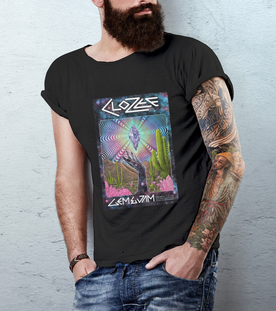 CloZee Gem And Jam Festival Tucson February 6 8 2026 Pima County Fairgrounds Cactus Crystal T-Shirt