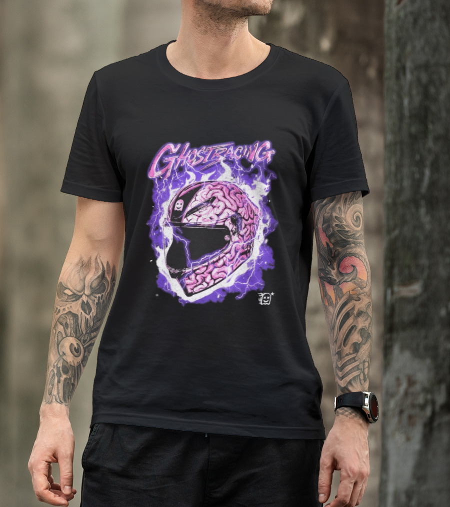 Ghost Racing Purple Brain Helmet Lightning Explosion T-Shirt
