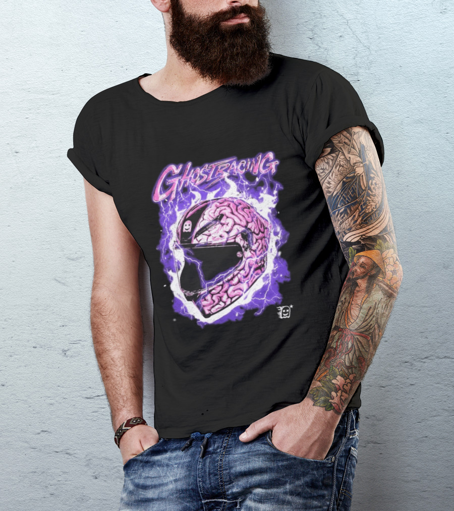 Ghost Racing Purple Brain Helmet Lightning Explosion T-Shirt