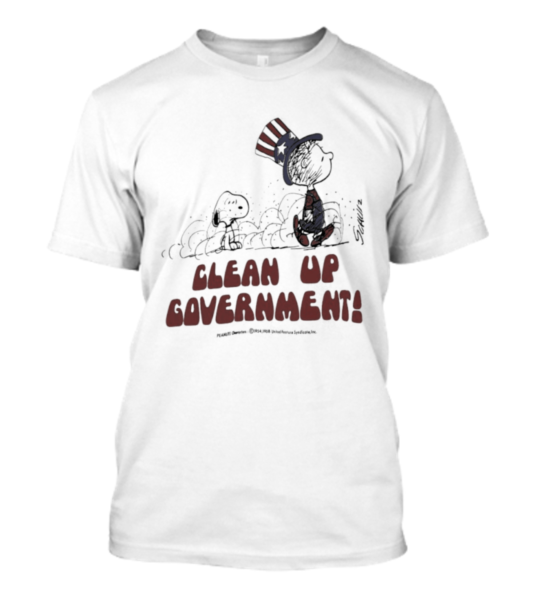Snoopy And Charlie Brown Clean Up Government Patriotic T-Shirt
