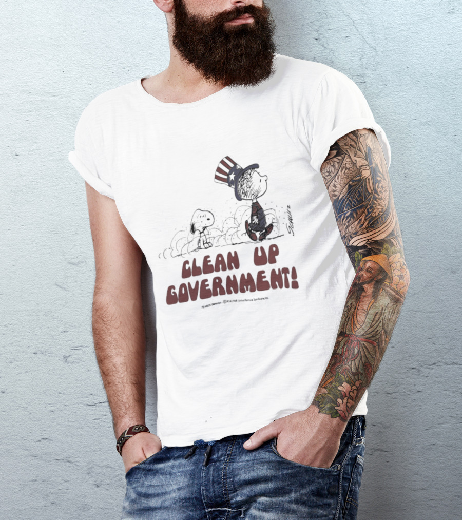 Snoopy And Charlie Brown Clean Up Government Patriotic T-Shirt
