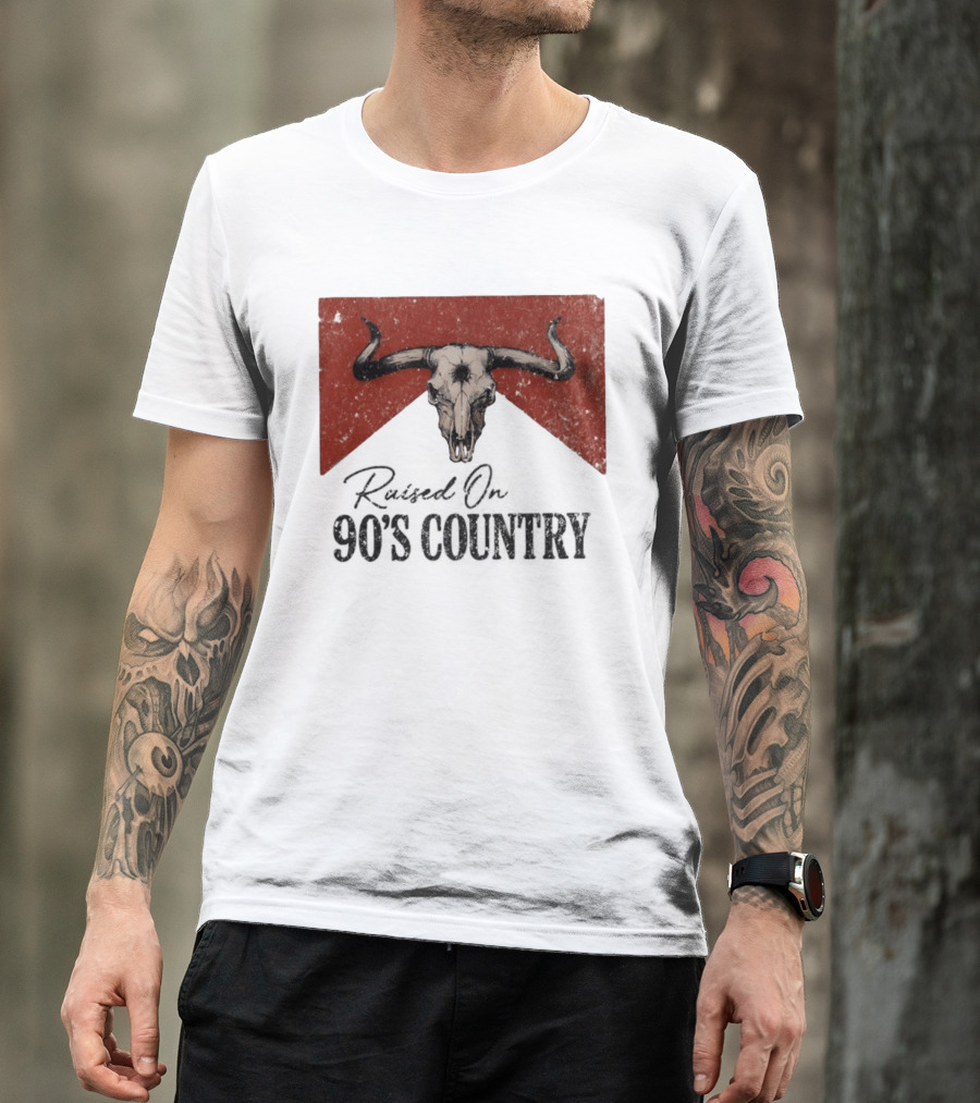 Bull Skull Marlboro Raised On 90's Country T-Shirt