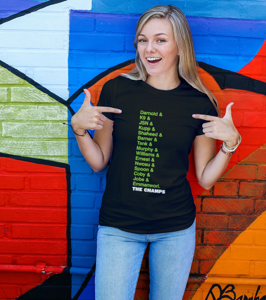 Bamold PG JSN Hugz Seattle Seahawks Champs List Bennet Murphy Williams Emanwori Football T-Shirt