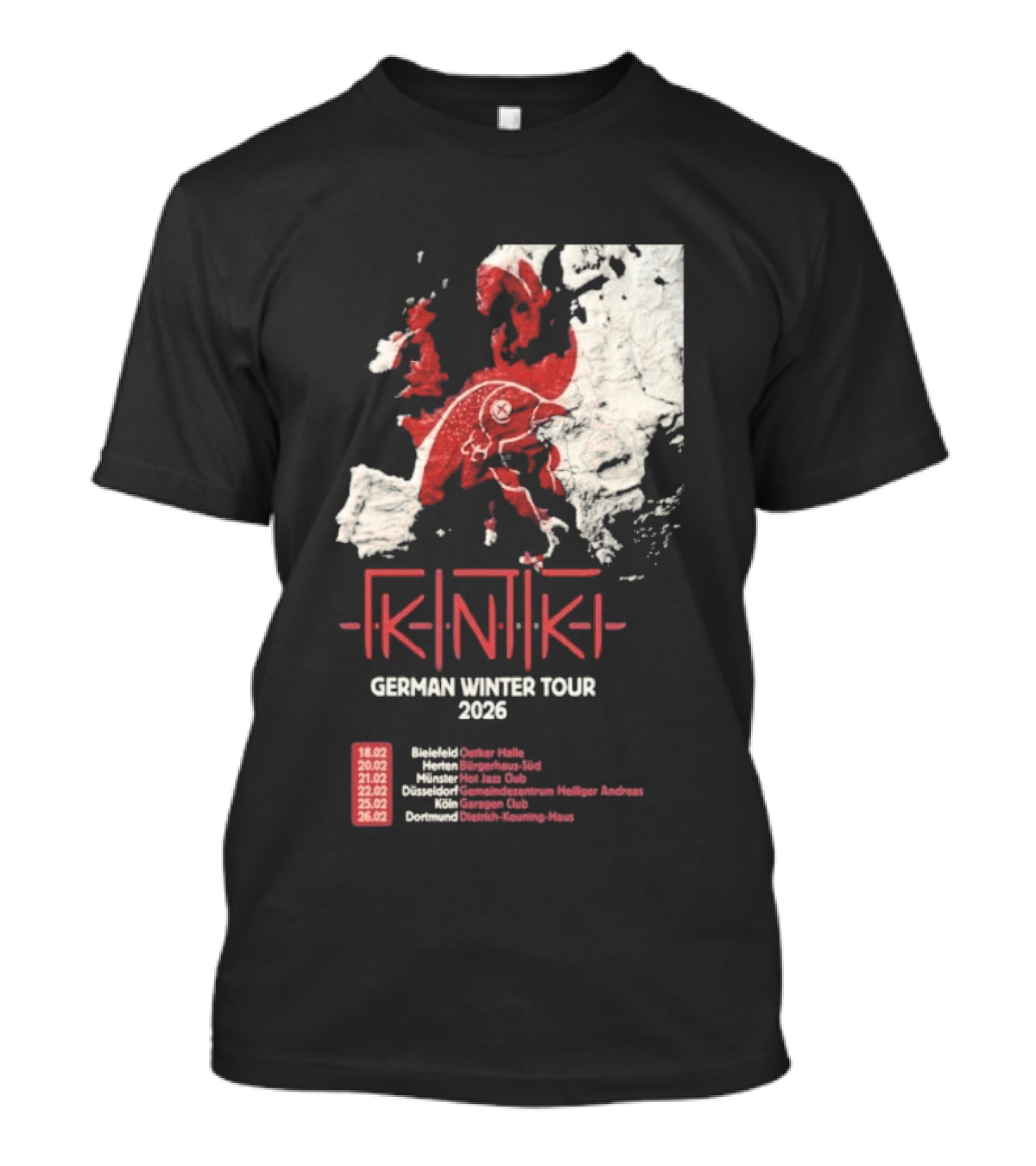 Gidiki German Winter Tour 2026 Europe Map Dates Venues T-Shirt