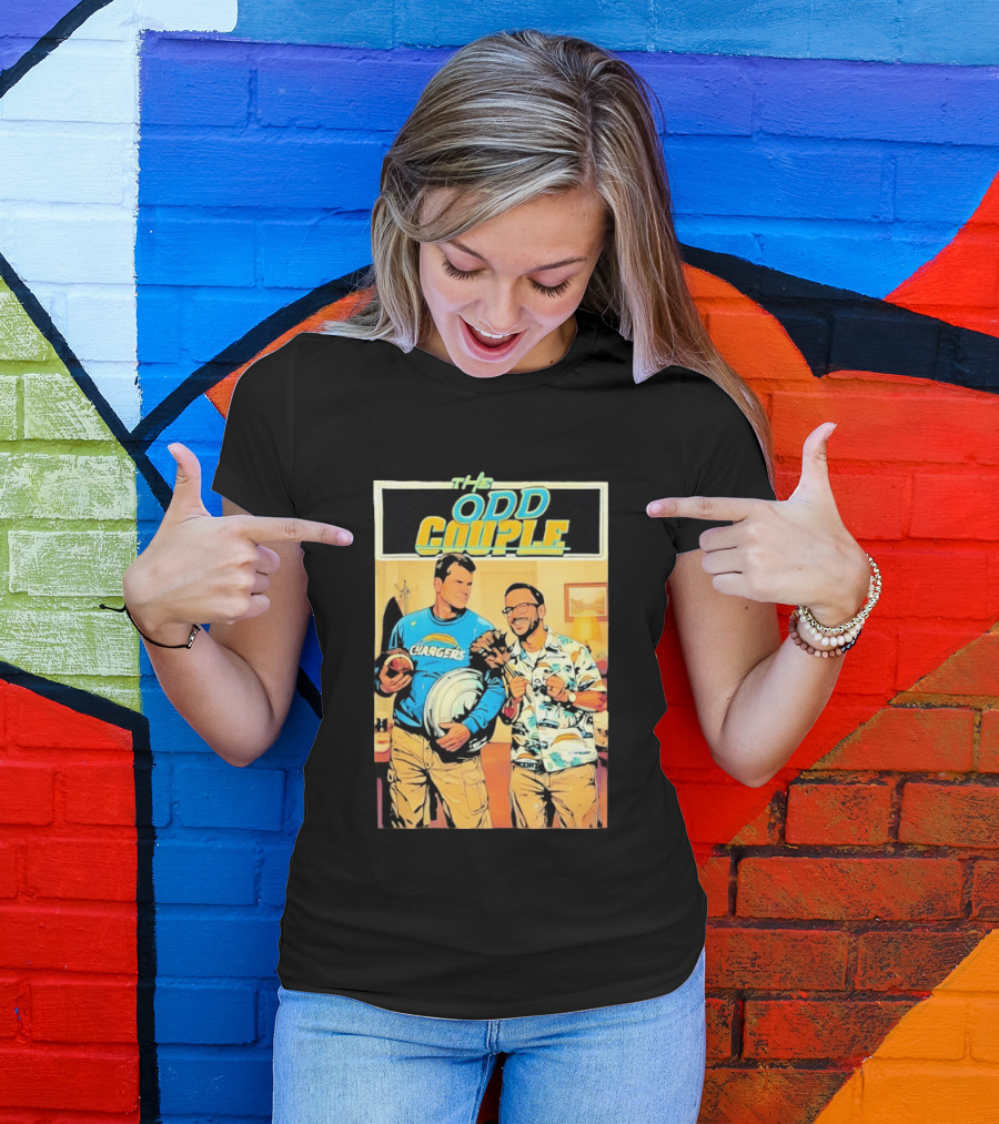 The Odd Couple Chargers Jim Harbaugh Ben Herbert Vintage Sports Comedy T-Shirt