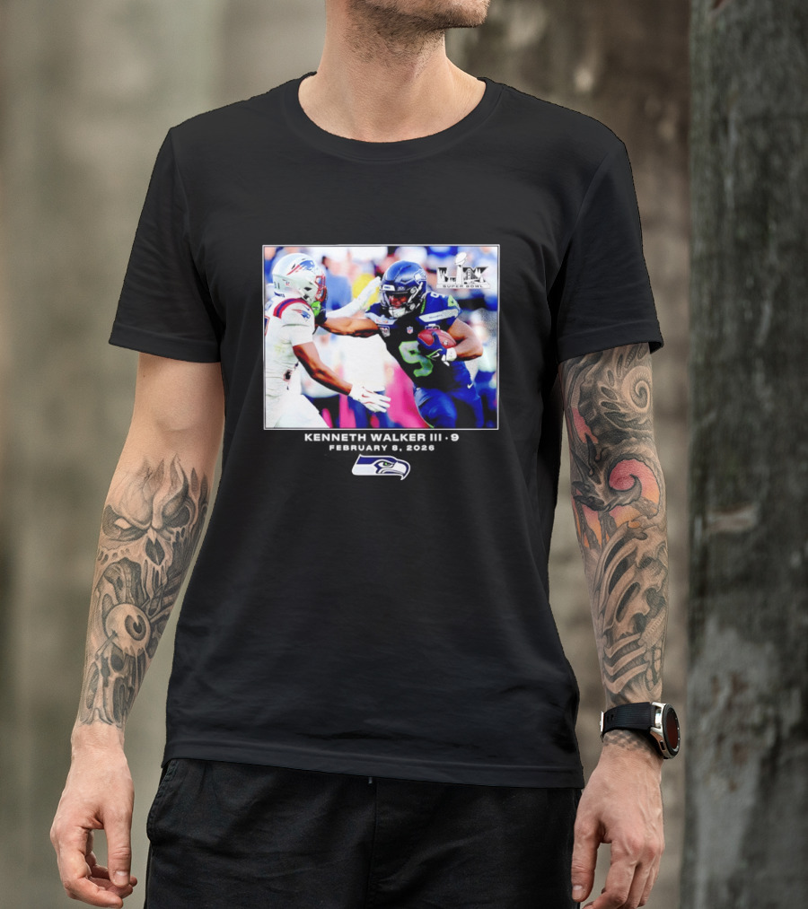 Kenneth Walker III Seattle Seahawks Super Bowl LIX Football 2026 T-Shirt