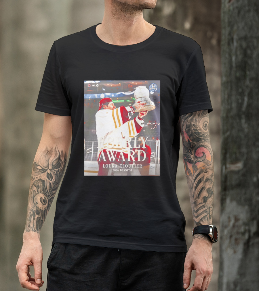 Eberly Award Louka Cloutier 2026 Beanpot Champion Boston College Hockey T-Shirt