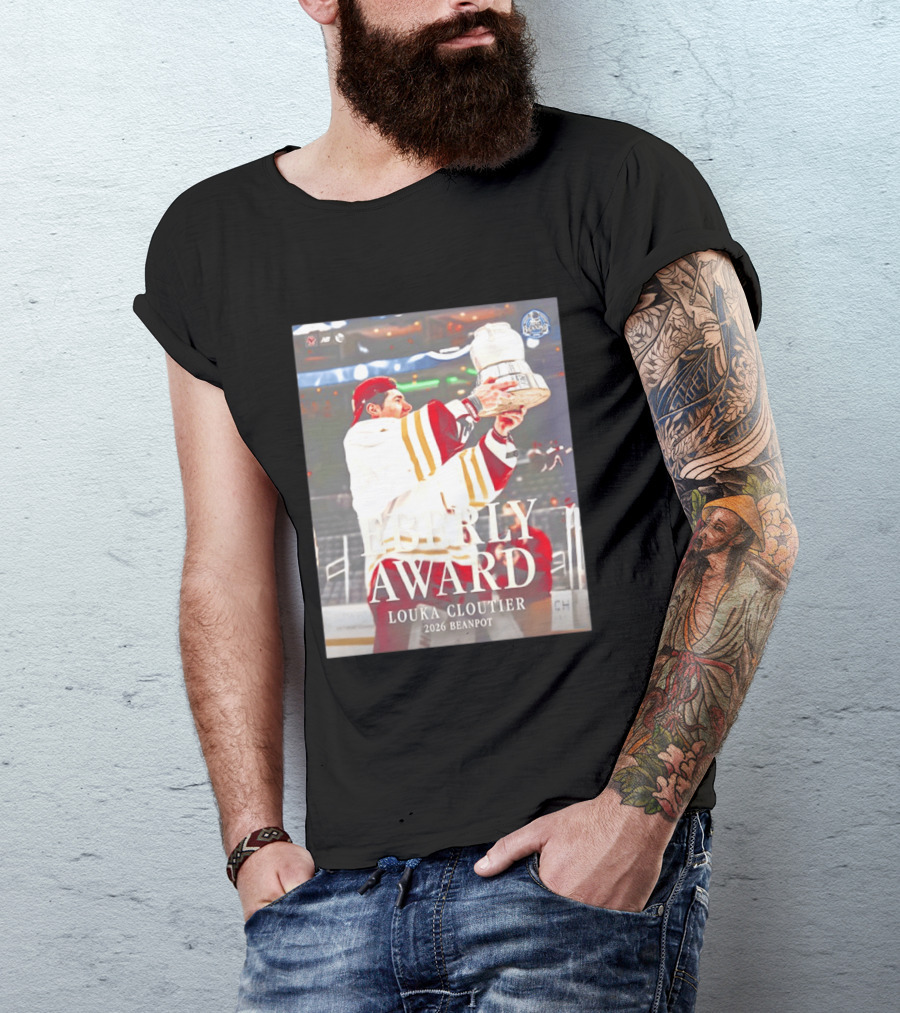 Eberly Award Louka Cloutier 2026 Beanpot Champion Boston College Hockey T-Shirt