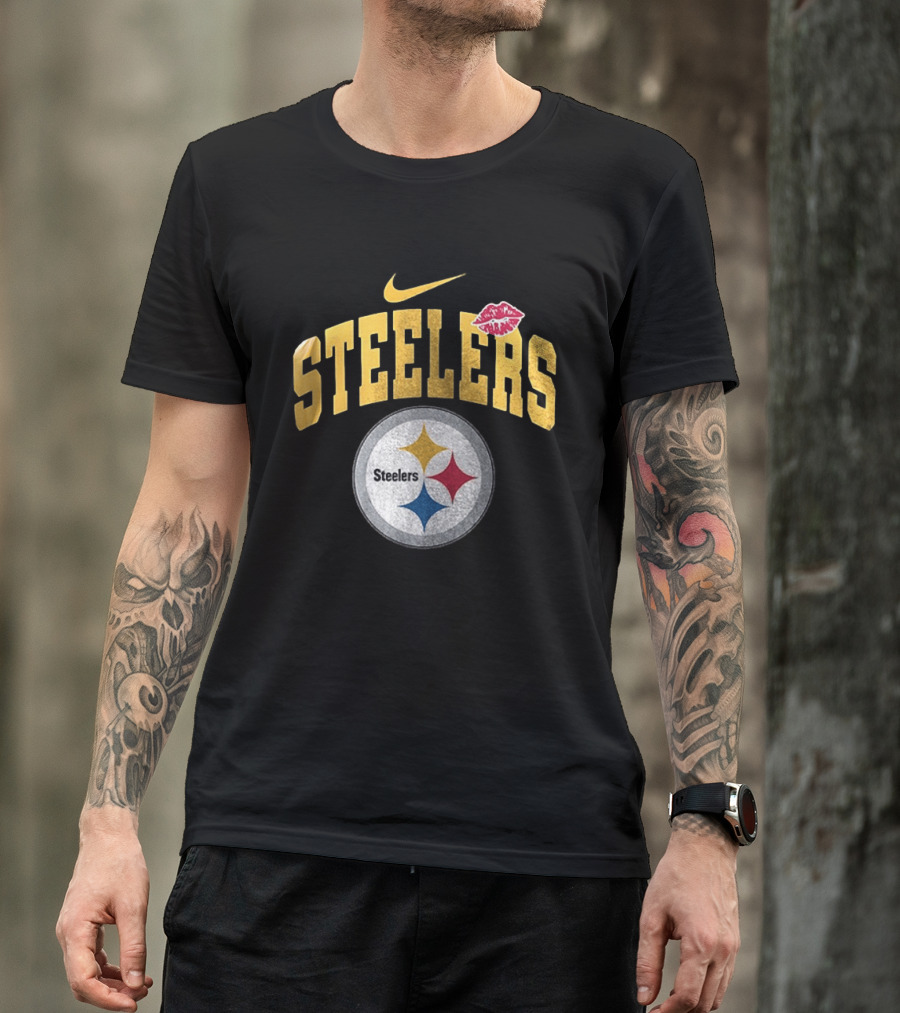 Pittsburgh Steelers Nike Makeup Artist Logo With Lip Print T-Shirt