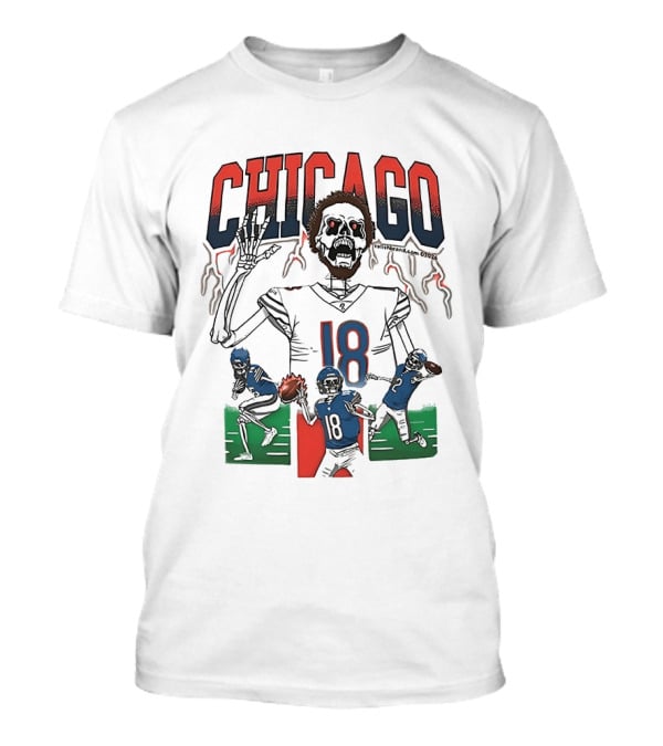 Caleb Williams Chicago 18 The Claw Skeleton Football Monster T-Shirt