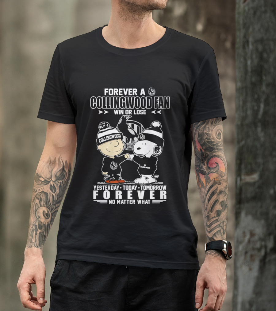 Snoopy And Charlie Brown Forever A Collingwood Fan Win Or Lose No Matter What T-Shirt