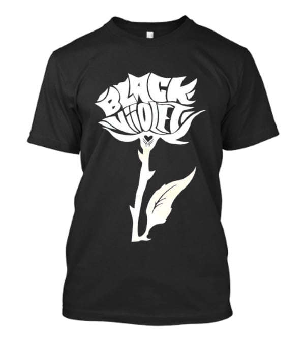 Black Viiolet Rose Shape Botanical T-Shirt