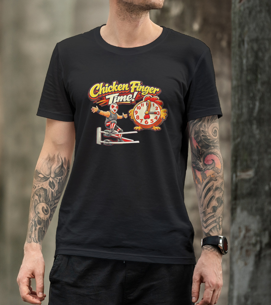 Chicken Finger Time Luchador Cartoon With Chicken T-Shirt