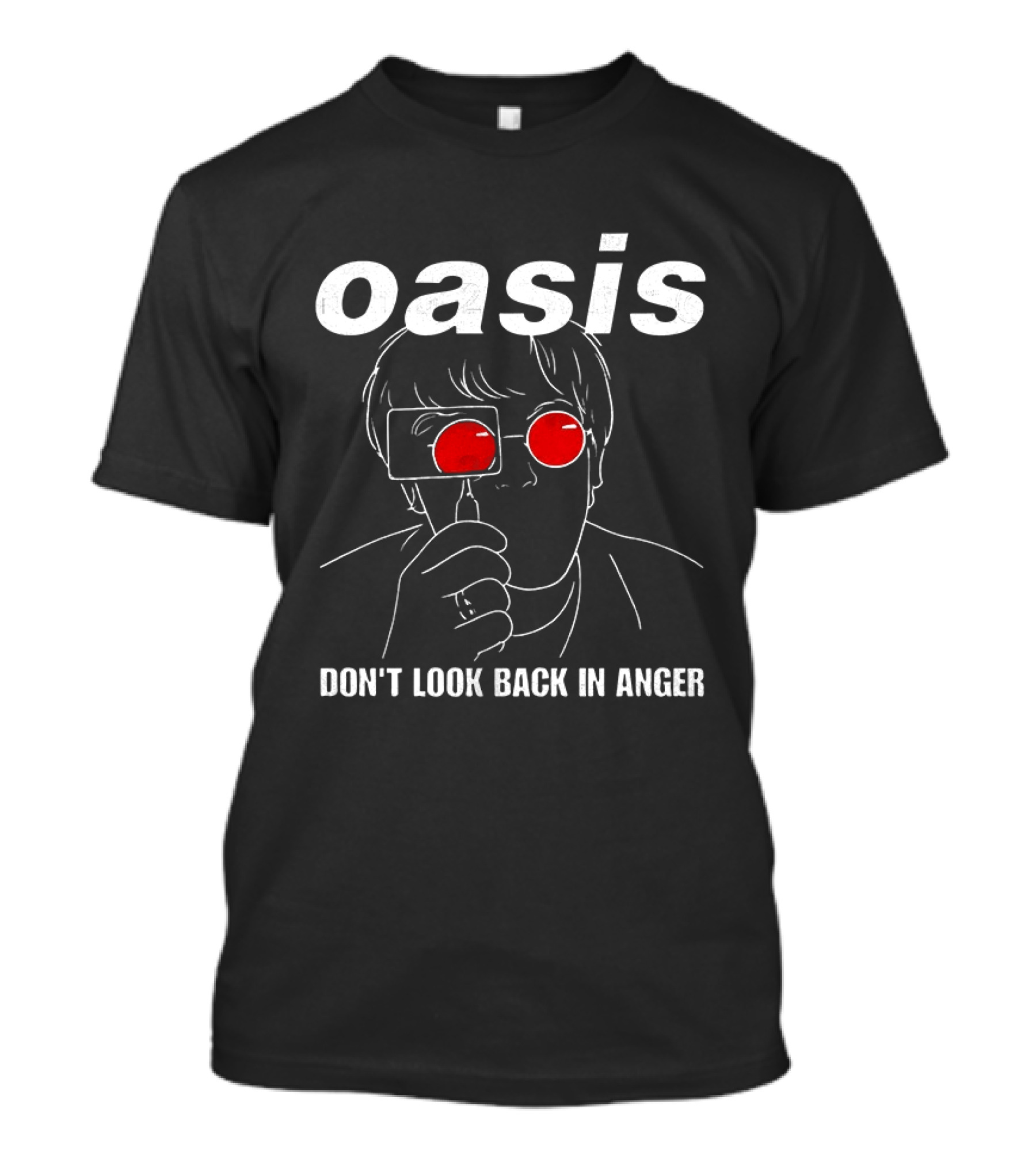 Oasis Don't Look Back In Anger Red Sunglasses T-Shirt