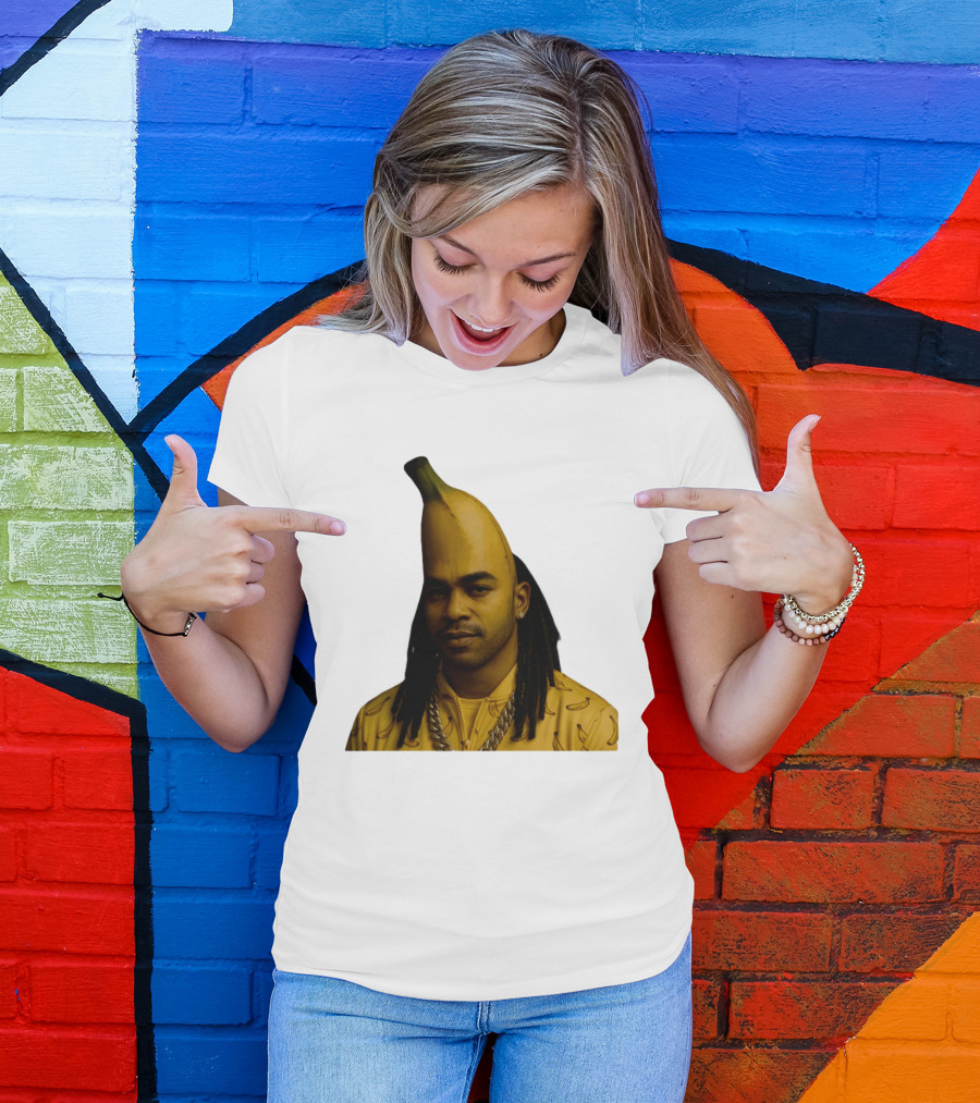Banana Santana Face Head Banana Man With Dreadlocks And Chain T-Shirt