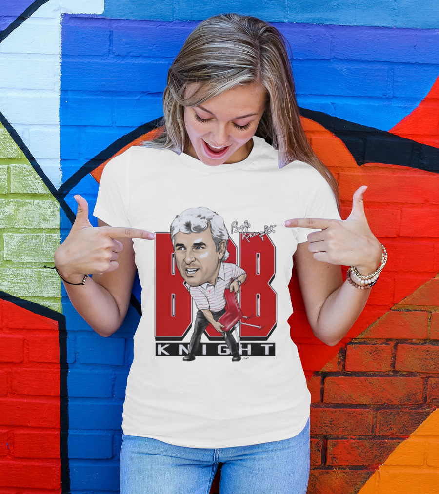 Bob Knight Chair Throw Caricature Signature Red Chair T-Shirt