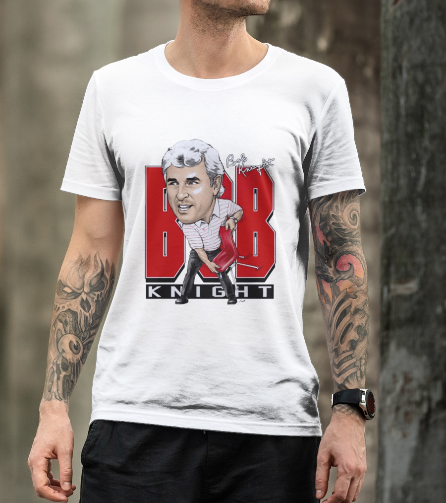 Bob Knight Chair Throw Caricature Signature Red Chair T-Shirt
