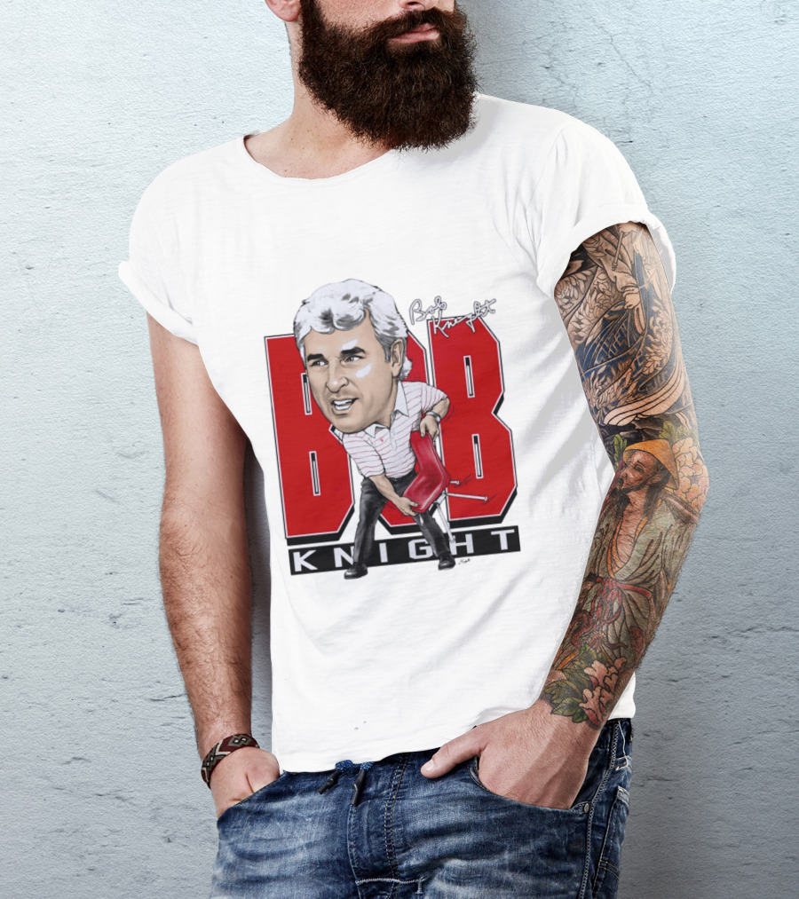 Bob Knight Chair Throw Caricature Signature Red Chair T-Shirt