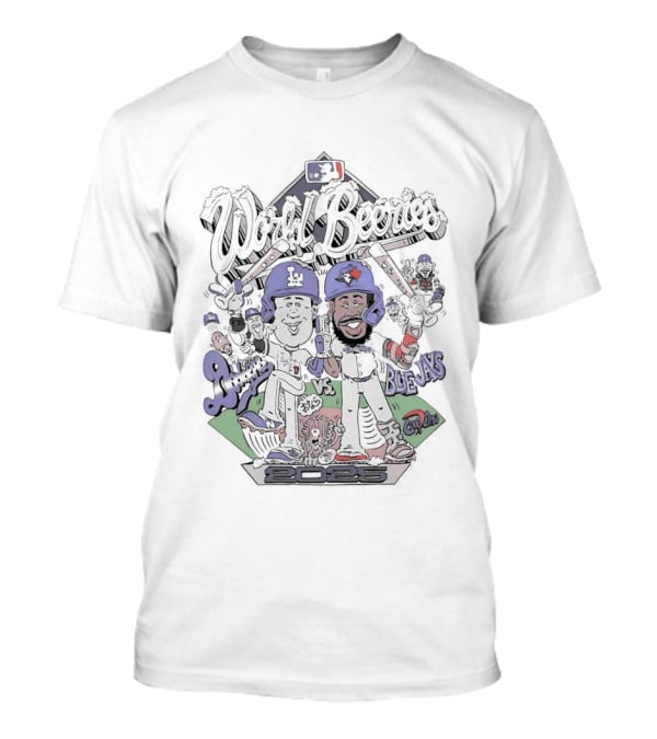 World Beeries Los Angeles Dodgers Vs Toronto Blue Jays Caricature MLB Baseball T-Shirt