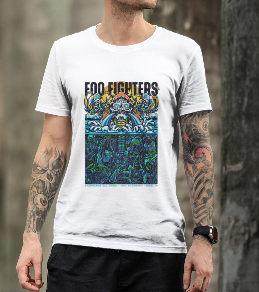 Foo Fighters Dublin 2026 Concert February 23 The Academy Venue Underwater Skeleton T-Shirt