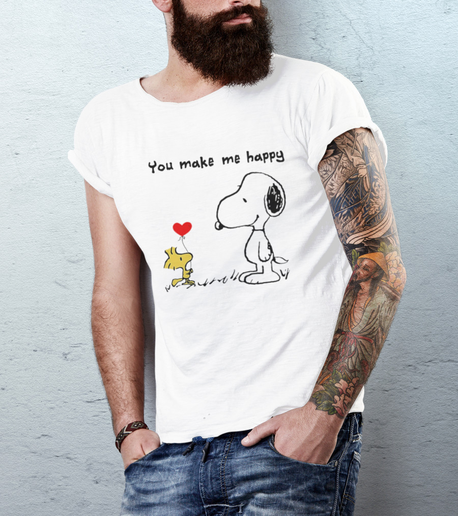 Snoopy Woodstock You Make Me Happy Heart Balloon T-Shirt