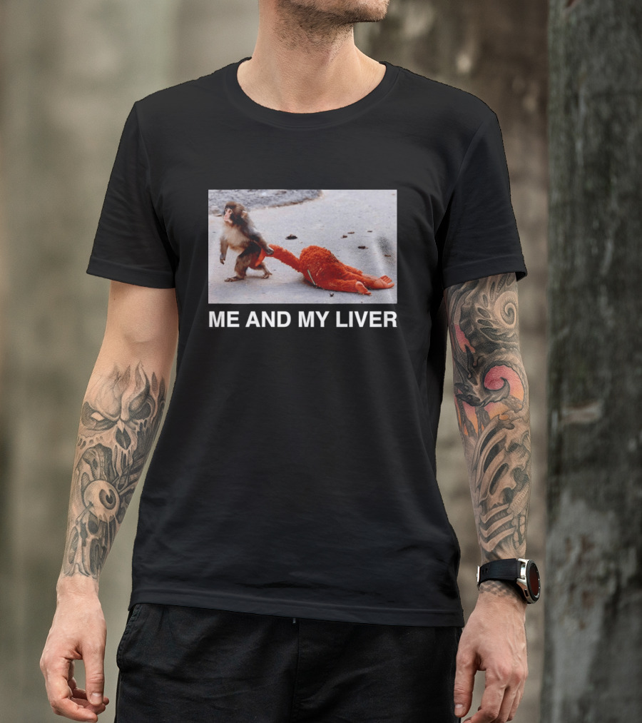 Punch Monkey Me And My Liver Funny Animal Scene T-Shirt
