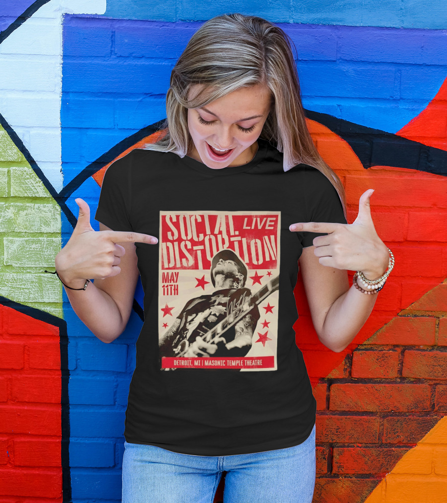 Social Distortion Live May 11th Detroit MI Masonic Temple Theatre T-Shirt