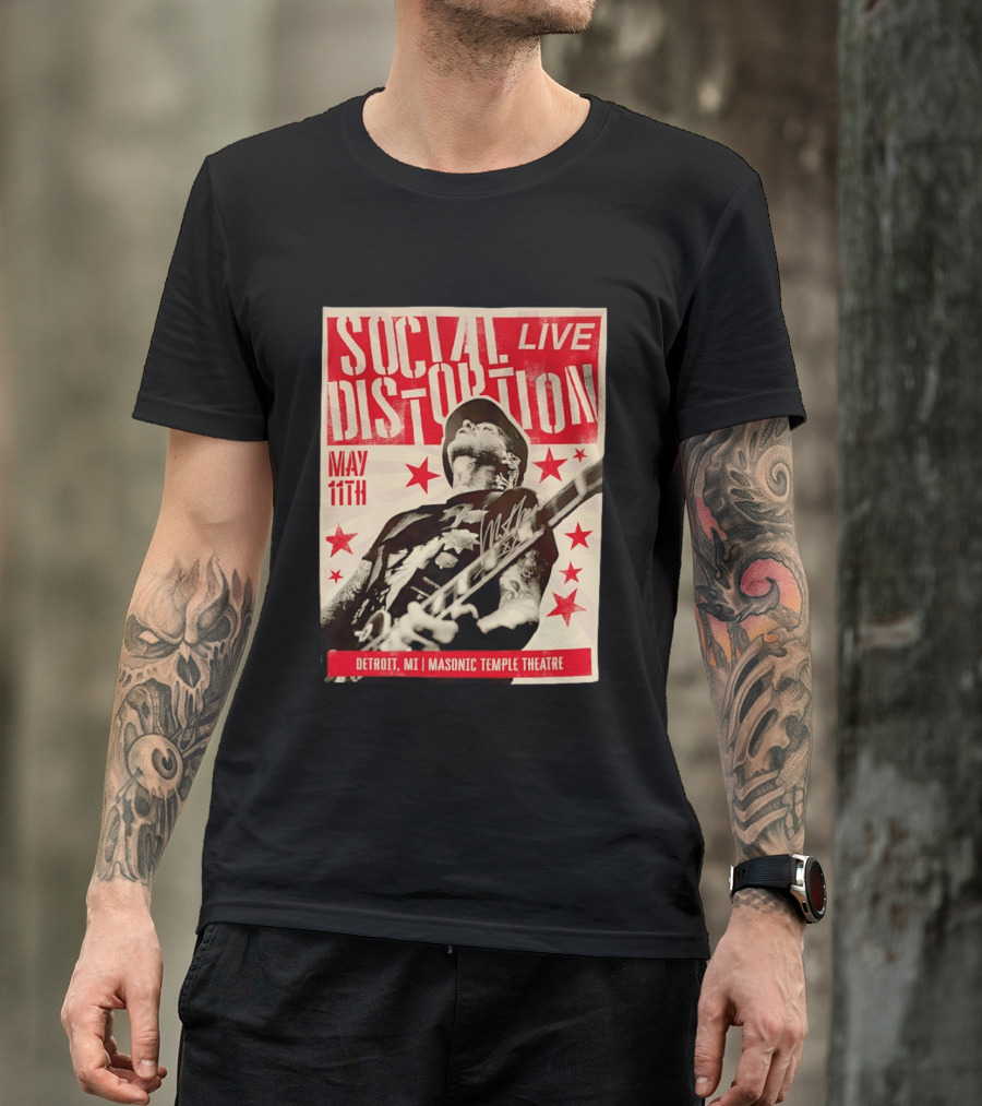 Social Distortion Live May 11th Detroit MI Masonic Temple Theatre T-Shirt
