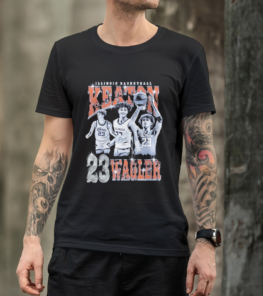 Keaton Wagler 23 Illinois Basketball Team Player Action Scenes T-Shirt