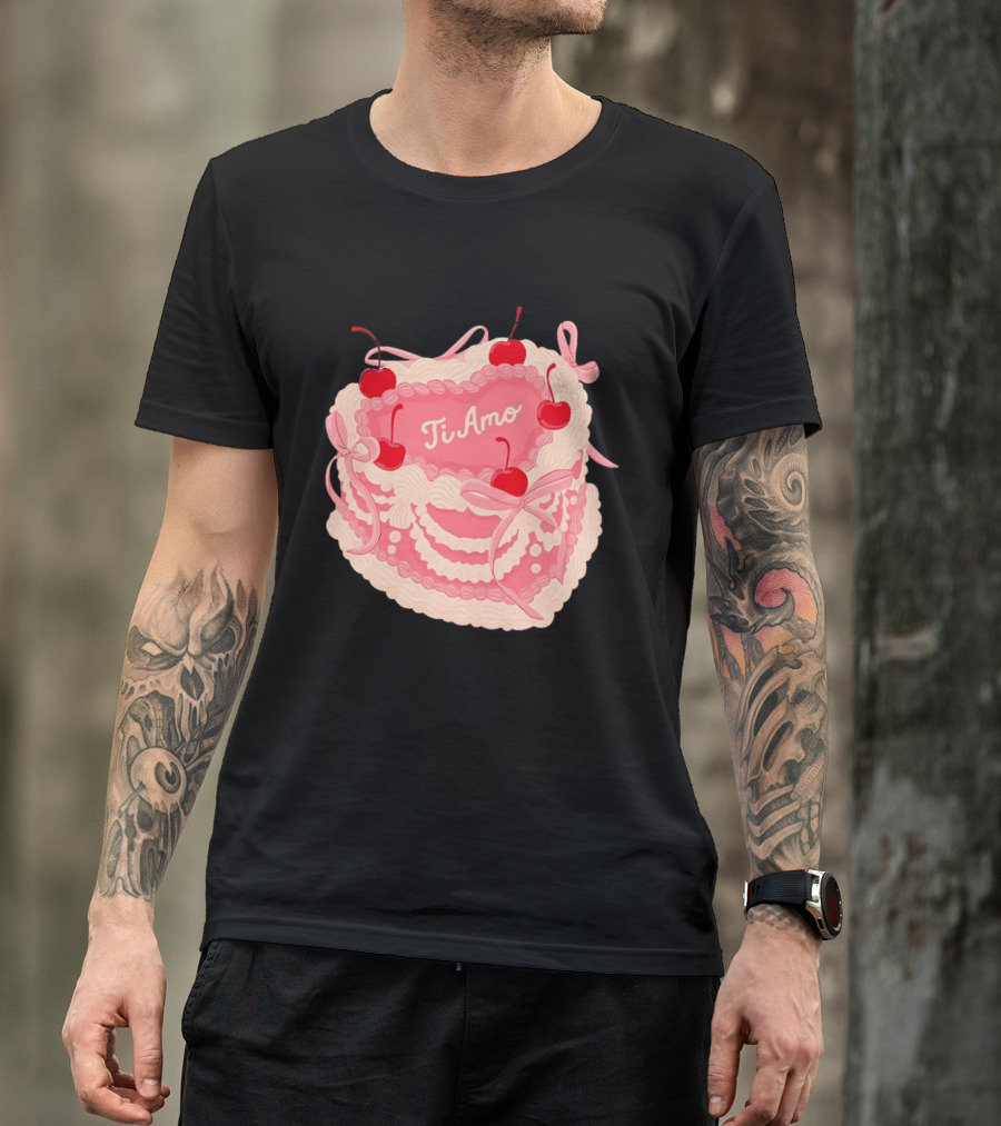 Ti Amo Heart Cake With Cherries And Bows T-Shirt
