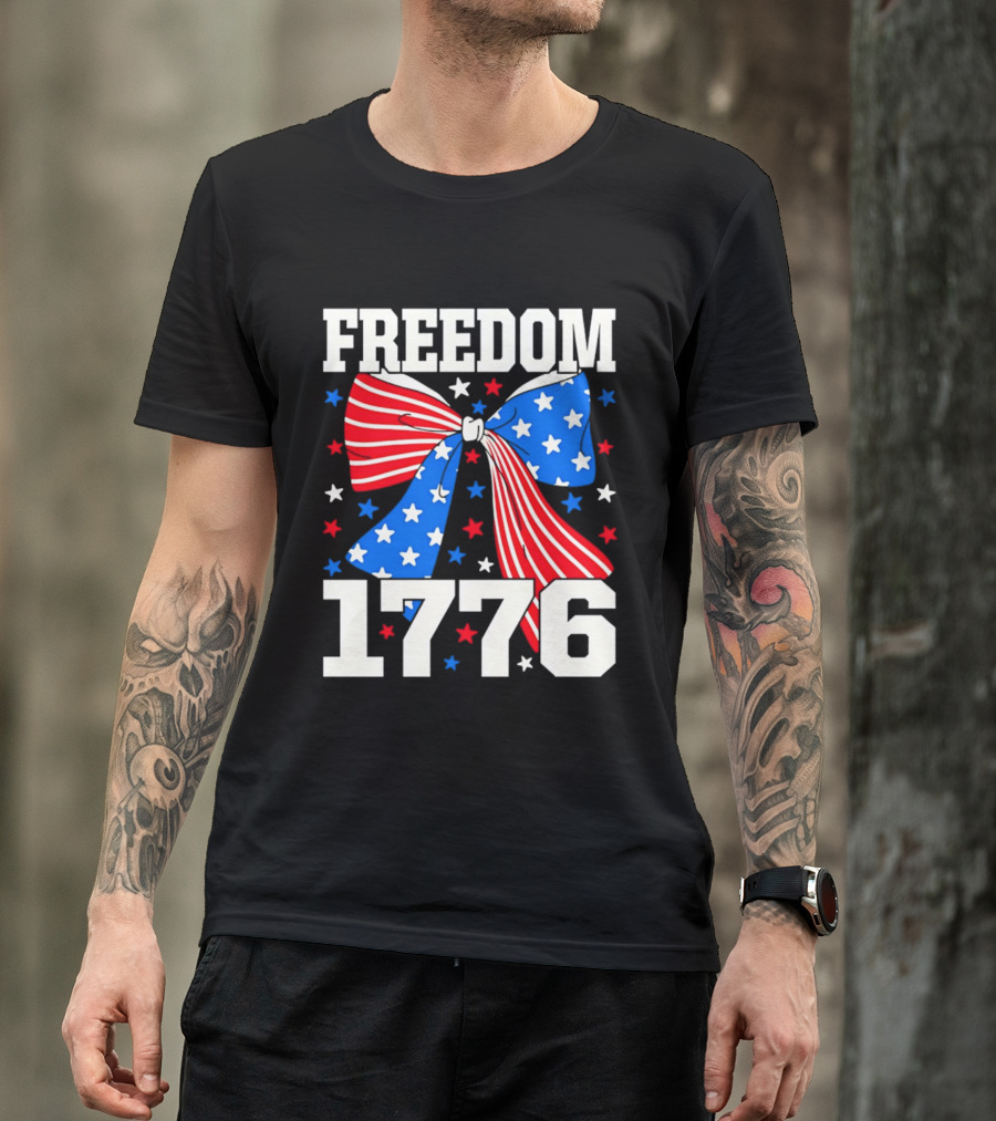Freedom 1776 Patriotic Bow American Stars And Stripes T-Shirt