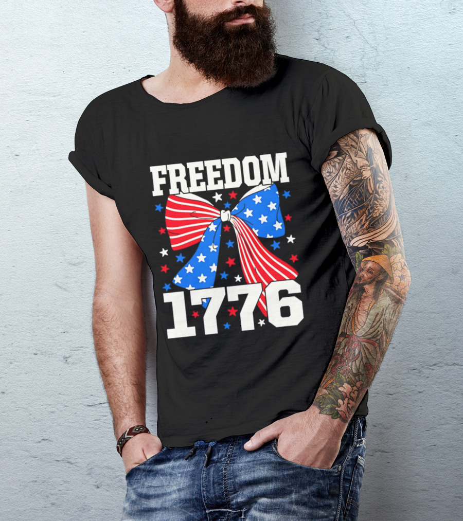 Freedom 1776 Patriotic Bow American Stars And Stripes T-Shirt