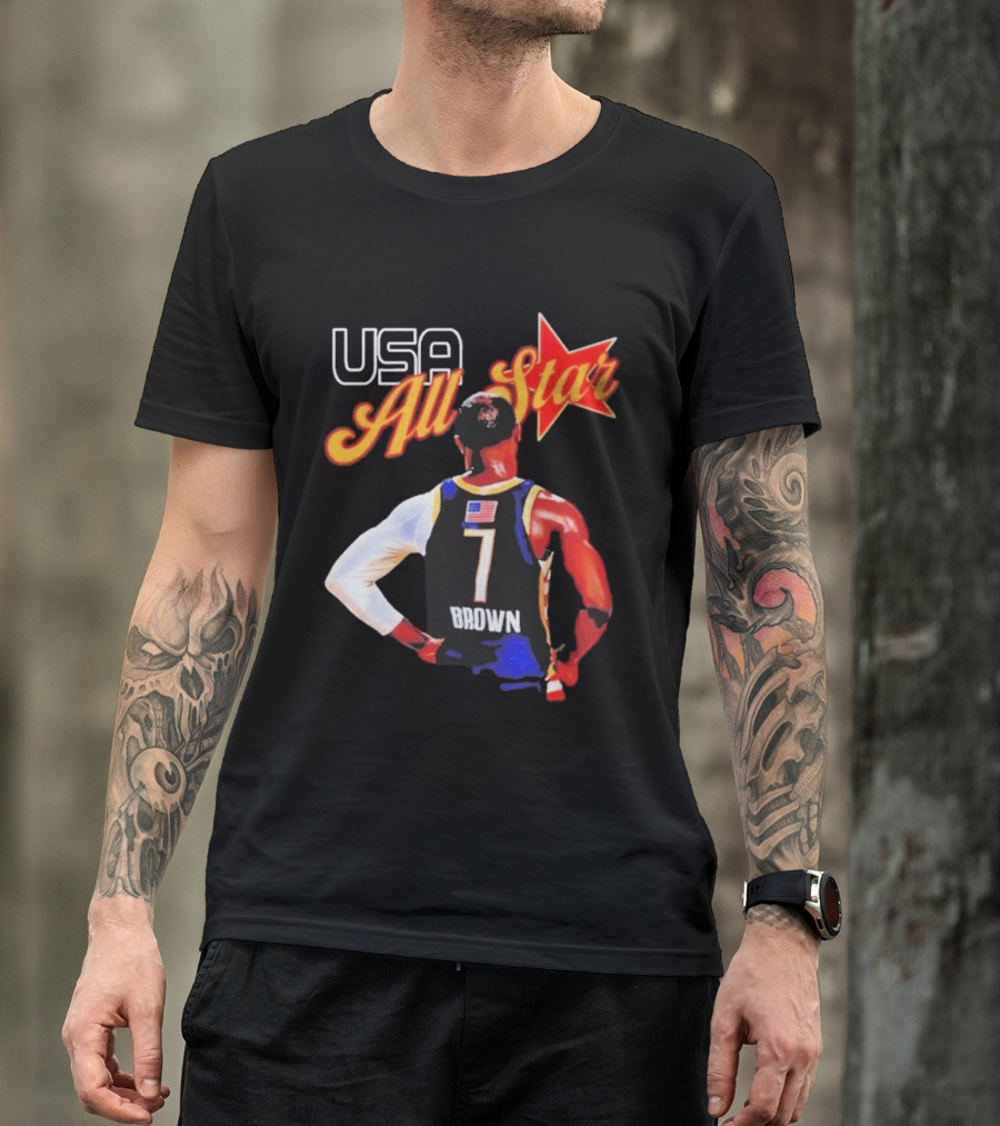 USA All Star 7 Brown Jersey 5X Champion JB T-Shirt