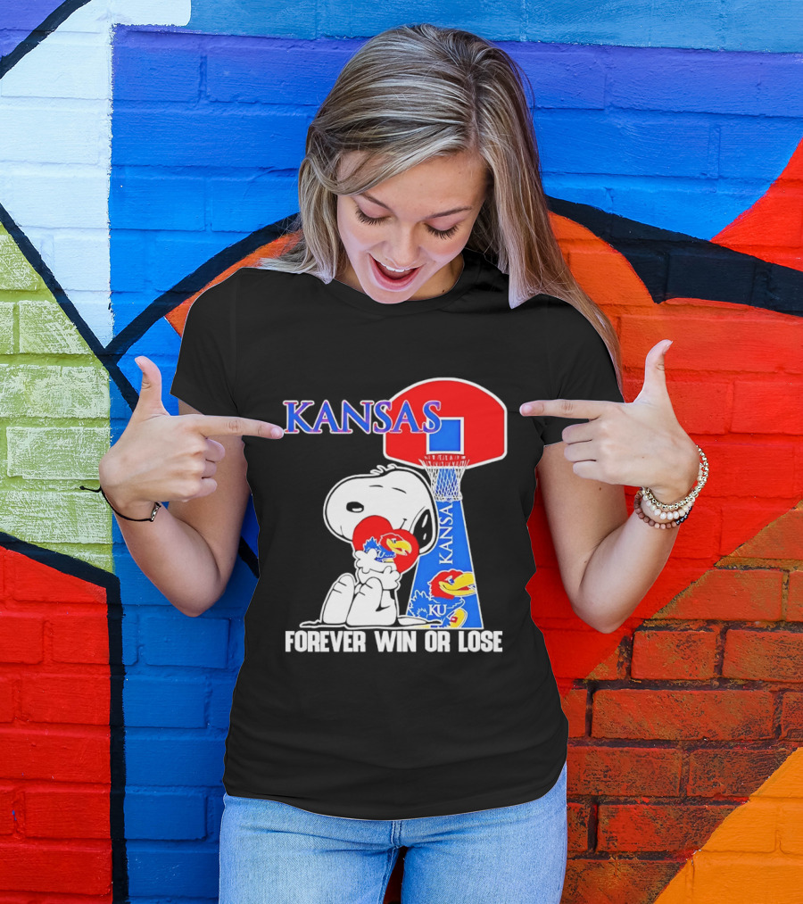 Kansas Jayhawks Basketball Snoopy Forever Win Or Lose T-Shirt