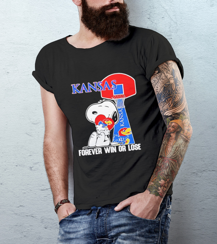 Kansas Jayhawks Basketball Snoopy Forever Win Or Lose T-Shirt